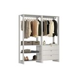 Estante Closet Yes Com 3 Gavetas E 2 Cabideiros - Branco