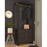 Estante Closet Com 3 Gavetas E 1 Cabideiro - Grafite