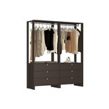 Estante Closet Yes Com 6 Gavetas E 2 Cabideiros - Grafite