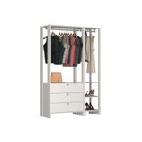 Estante Closet Yes 120cm Com 2 Cabideiros E 3 Gavetas - Branco