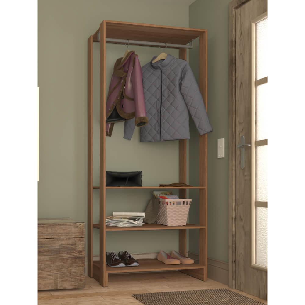 Estante Closet 80cm 3 Prateleiras E 1 Cabideiro - Montana