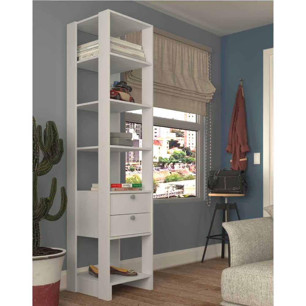 Estante Closet Com 2 Gavetas E 5 Nichos - Branco