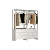 Estante Closet Yes Com 6 Gavetas E 2 Cabideiros - Branco