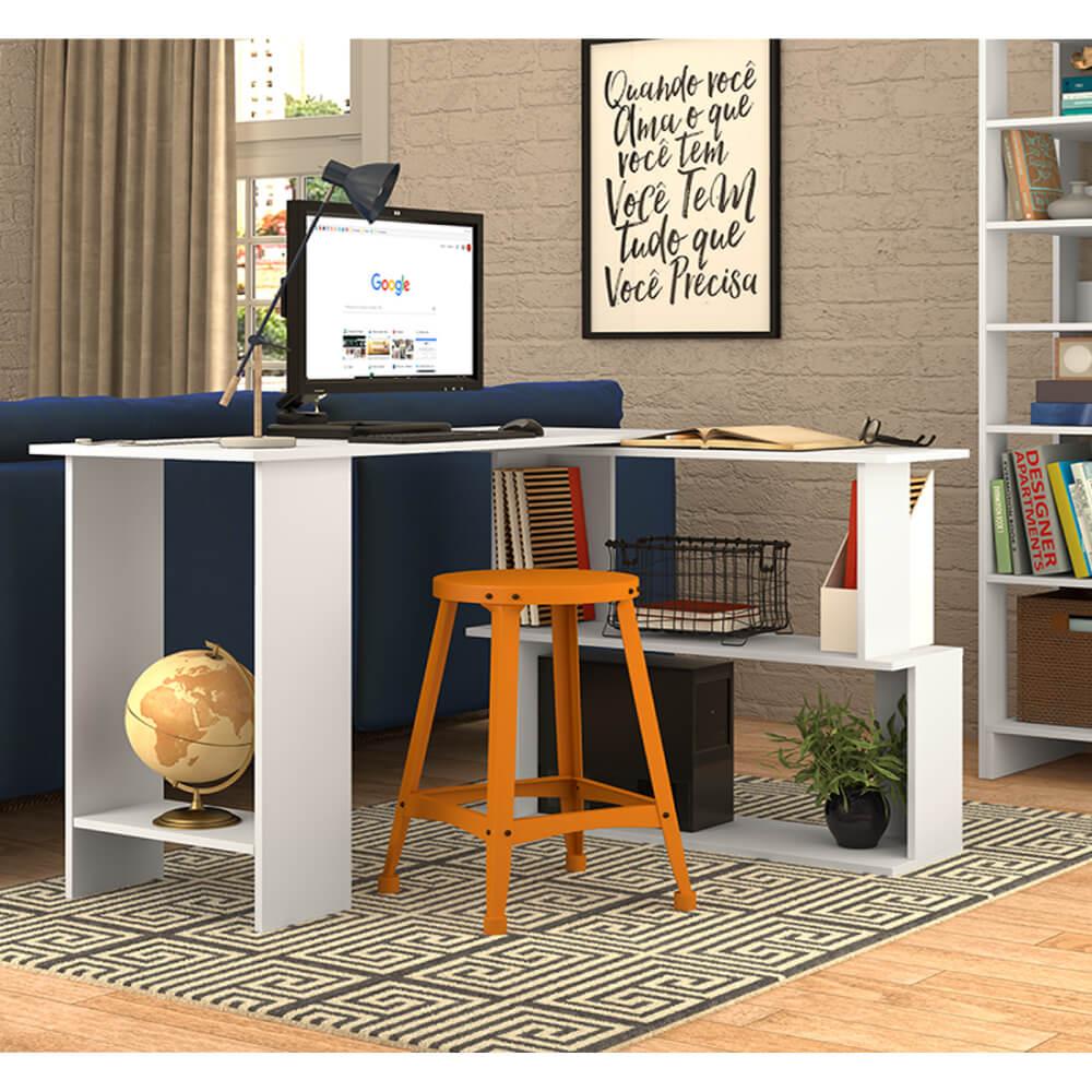 Escrivaninha Giratória Com 3 Nichos - Branco