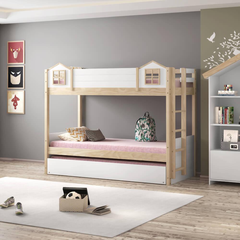 Treliche Infantil Garden C/ Painel Superior Natural/branco  Casatema