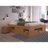 Cama De Casal Multifuncional Charme Com Mesa De Cabeceira - Amêndoa