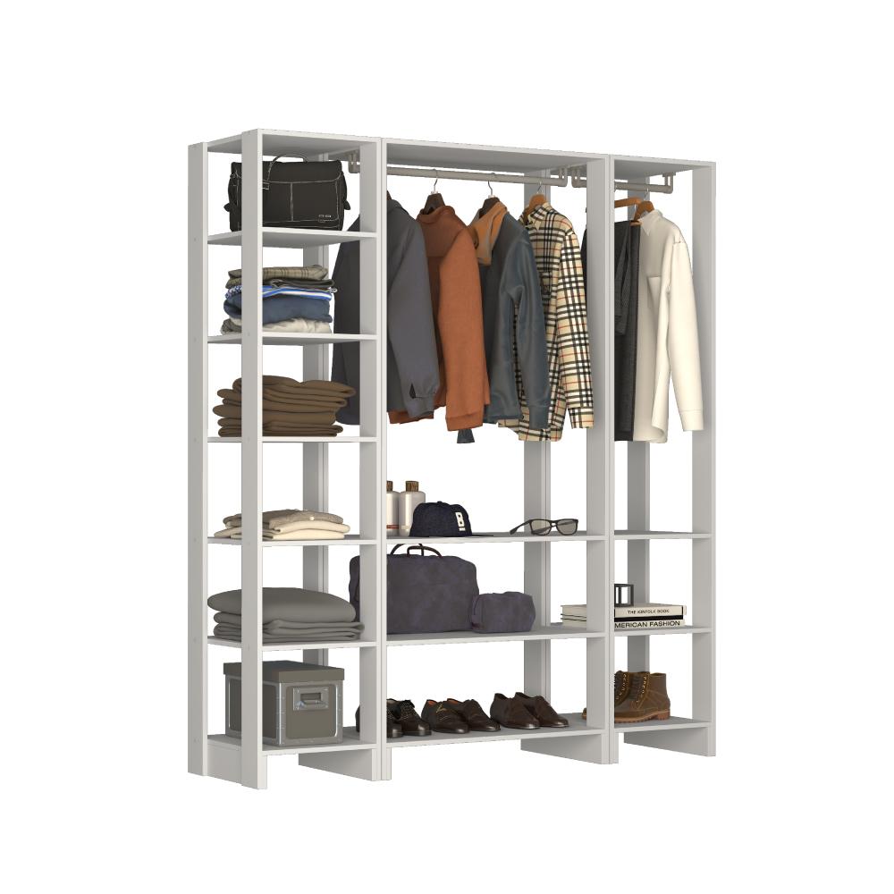 Estante Closet Yes Com 2 Cabideiros E 10 Nichos - Branco