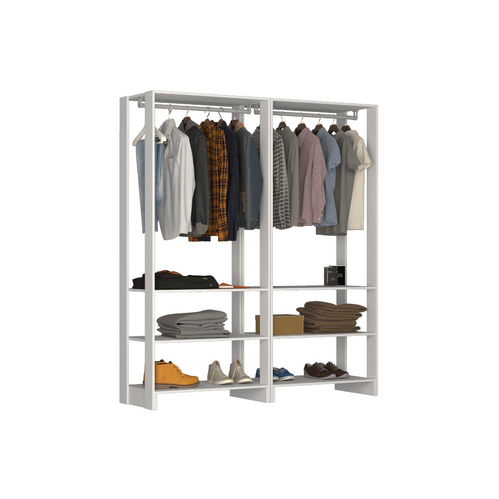 Estante Closet Yes 160cm Com 2 Cabideiros - Branco