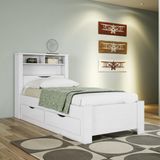 Cama Solteiro Invicta Com 2 Gavetas E Baú - Branco