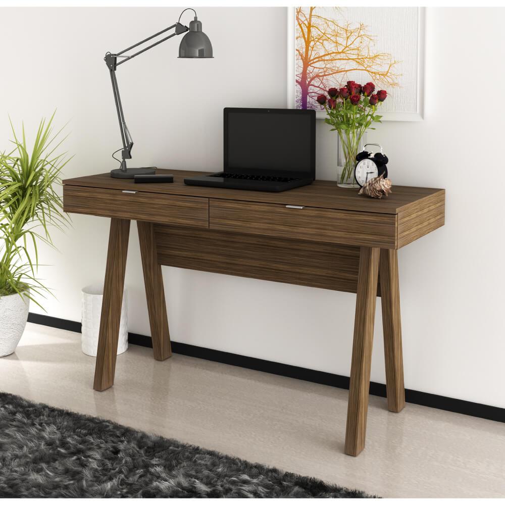 Escrivaninha Com 2 Gavetas 120 Cm - Nogal