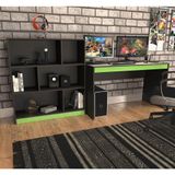Kit Gamer B28 Com Mesa E Estante Com 6 Nichos - Preto/verde