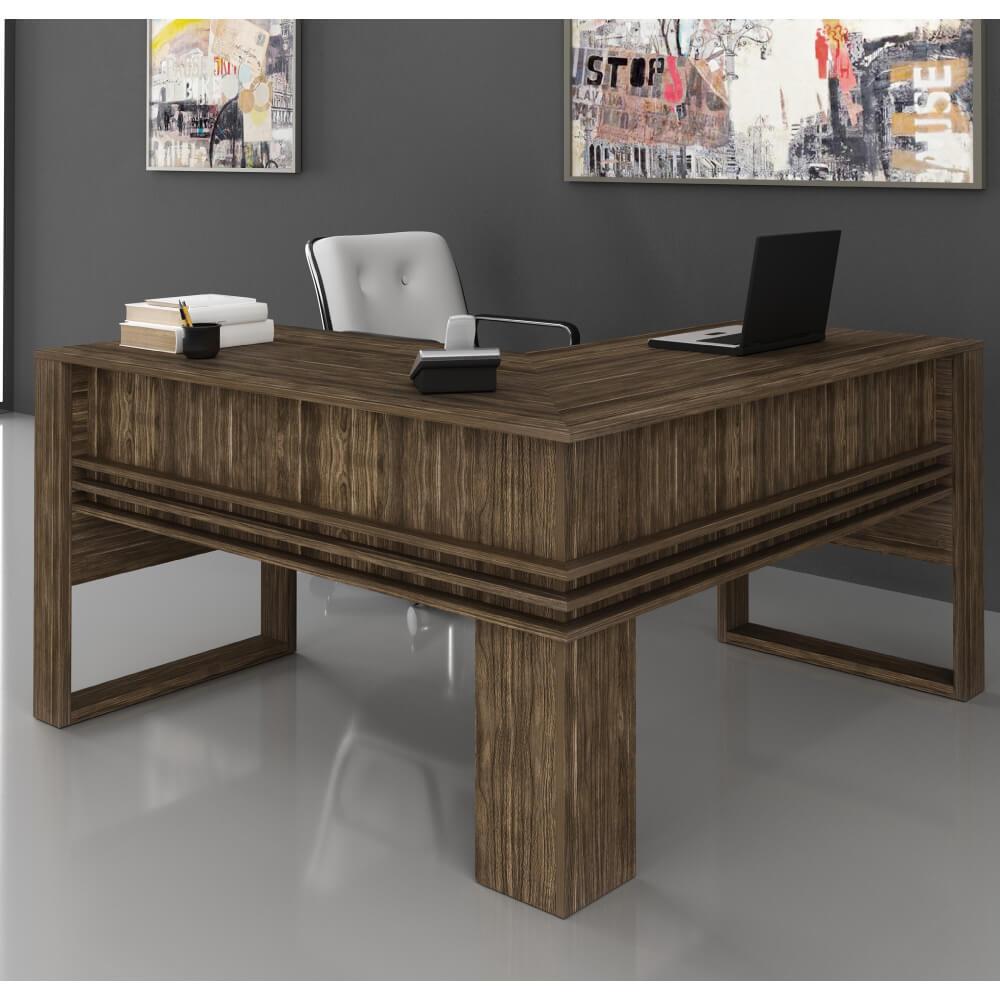 Mesa Para Escritório Em L  136 Cm - Nogal