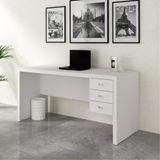 Mesa De Escritório 155 Cm Com 3 Gavetas - Branco