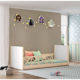 Cama Infantil Montessoriana Garden C/grades Natural/branco - Casatema