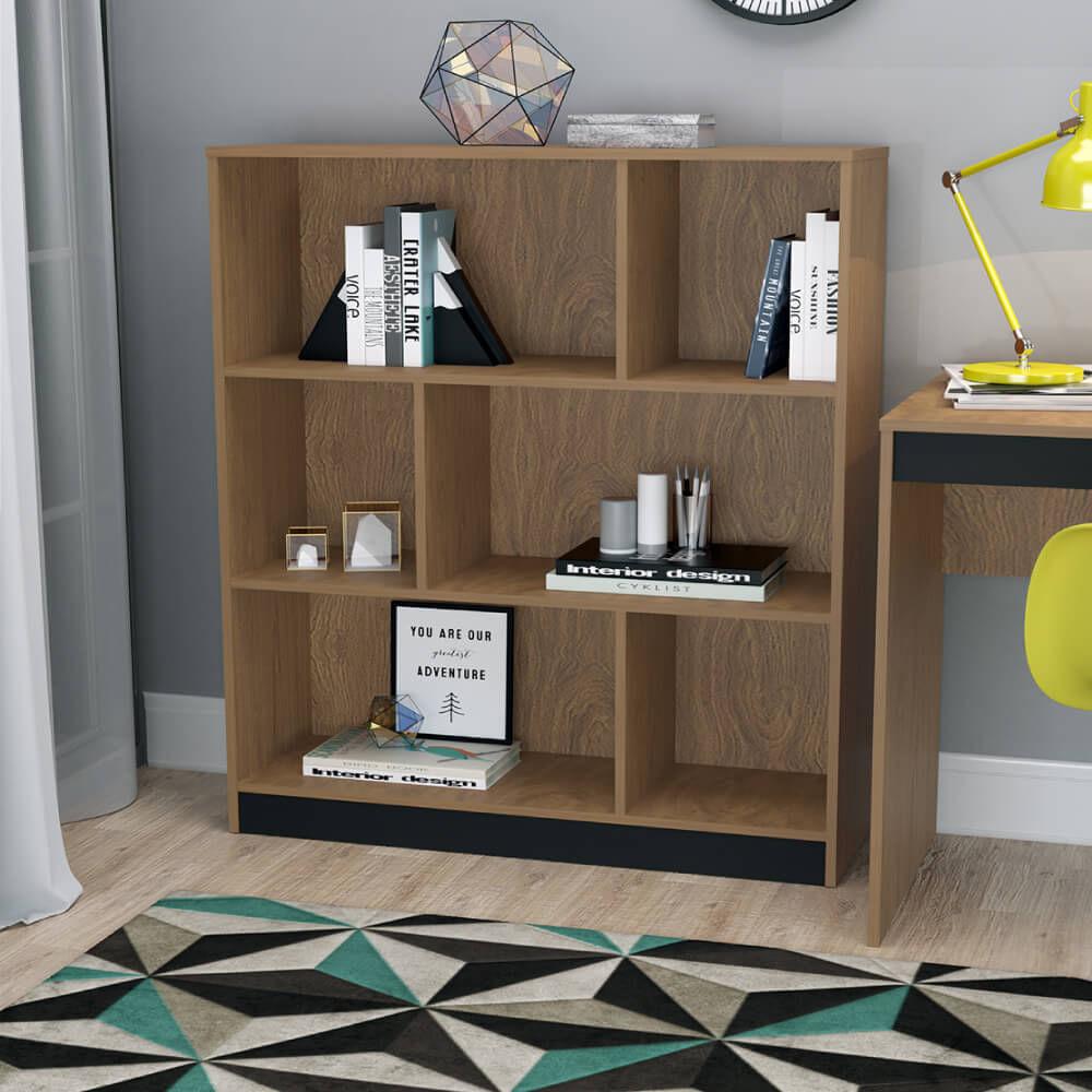 Estante Com 6 Nichos B25 - Mel/preto