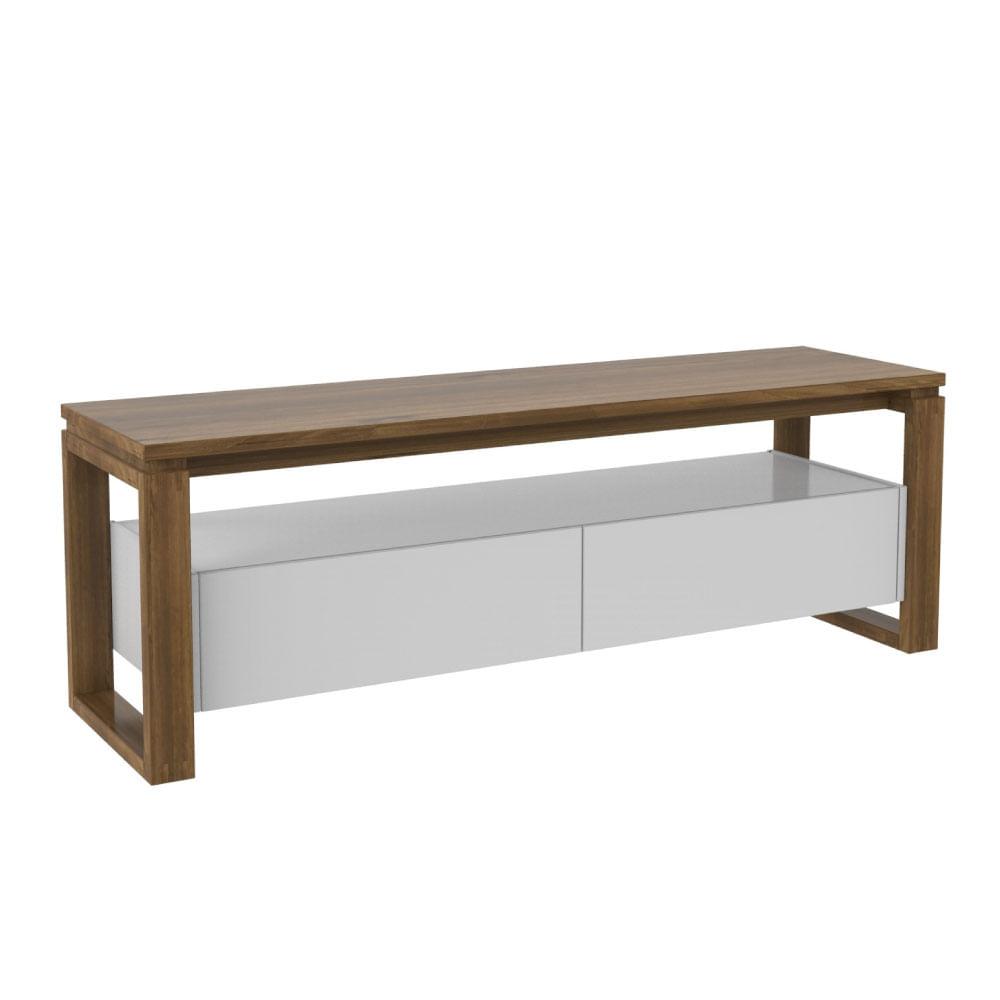 Rack Craft 140cm Com 2 Gavetas Em Madeira/mdf - Branco/garapa