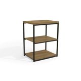 Mesa De Apoio Industrial 45 Cm Com 2 Prateleiras - Freijó/preto