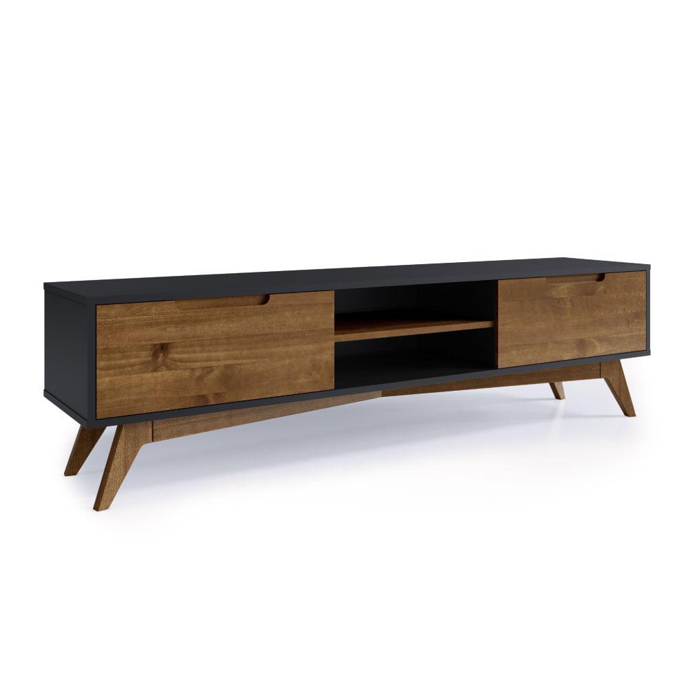 Rack Happy 185cm Em Madeira Maciça/mdf - Preto/garapa