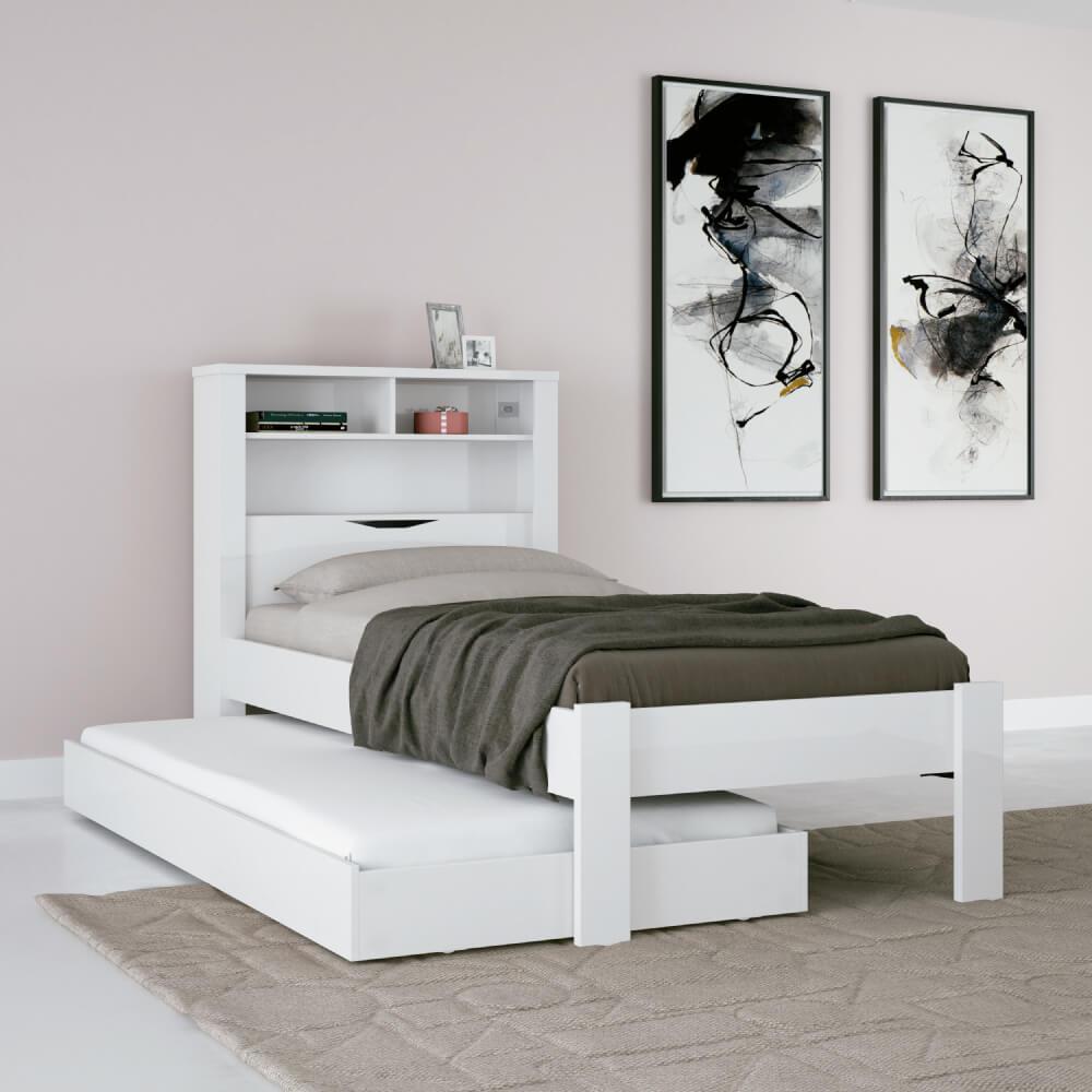 Bicama Solteiro Invicta Com Baú - Branco