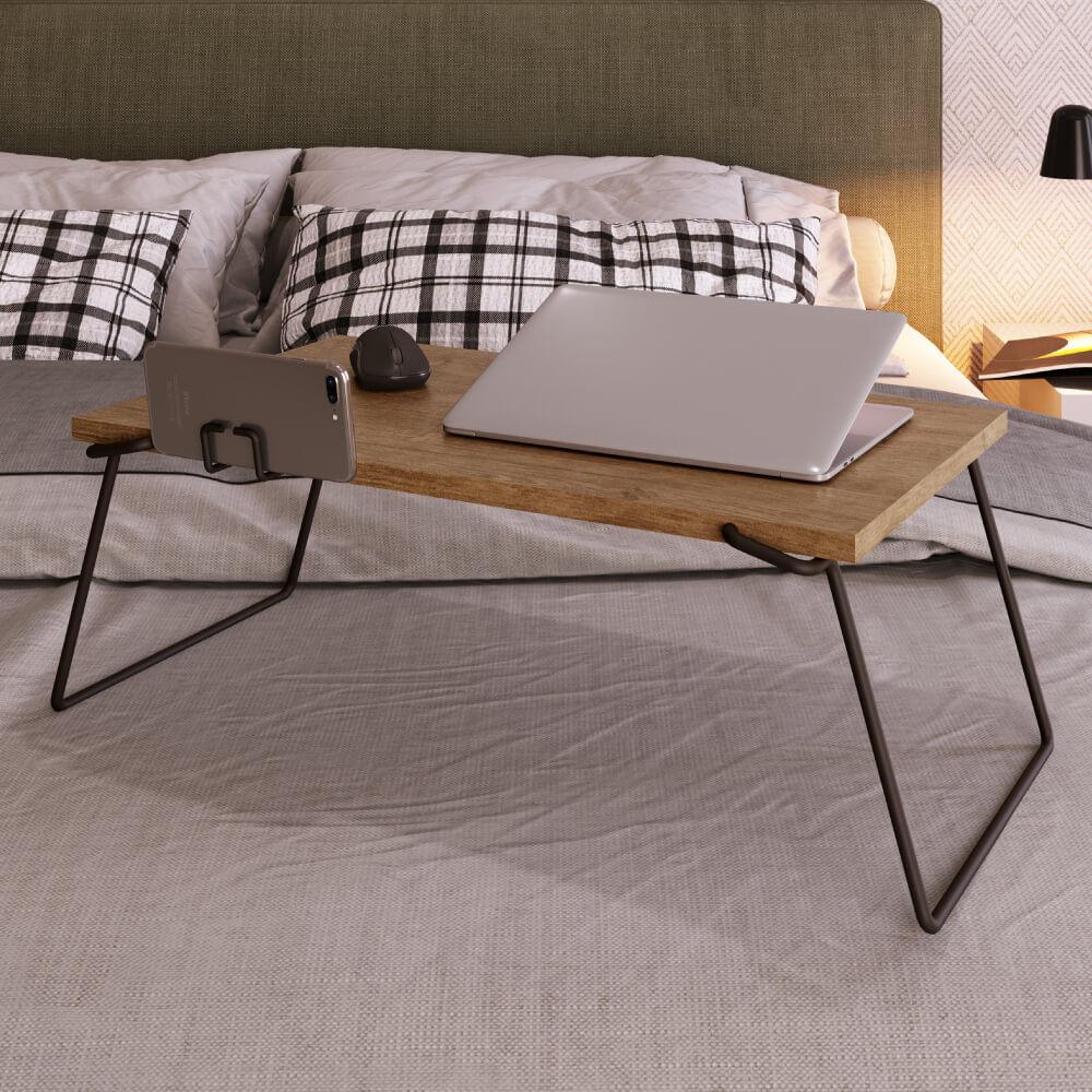 Mesa Multiuso P/notebook Industrial - Carvalho/preto