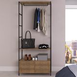 Estante Closet Industrial Com 2 Gavetas - Carvalho/preto