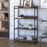 Estante Industrial Kuadra Com 3 Nichos 80 Cm - Nogal/preto