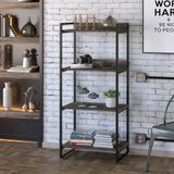 Estante Industrial Kuadra Com 3 Nichos 60 Cm - Carvalho Dark/preto