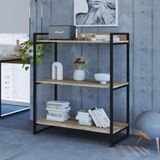 Estante Industrial Kuadra Com 2 Nichos 80 Cm - Carvalho/preto