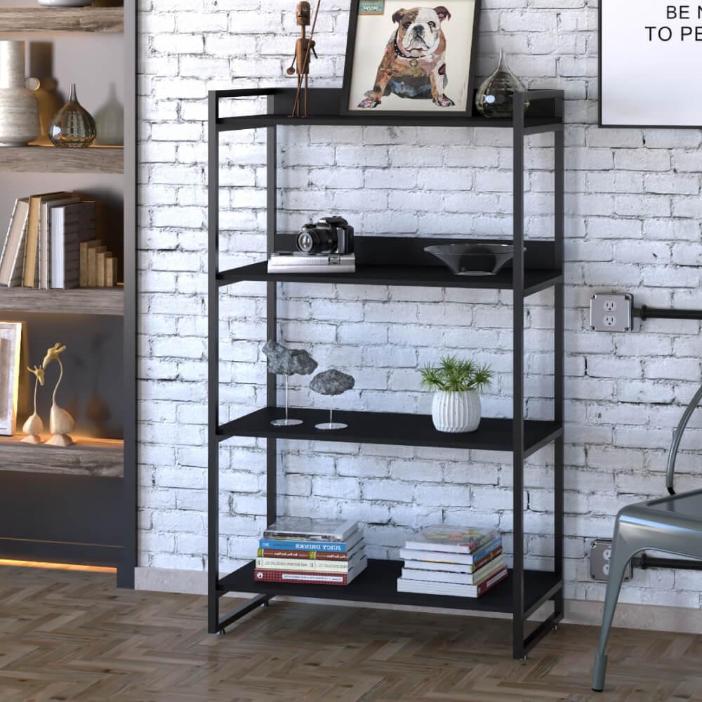 Estante Industrial Kuadra Com 3 Nichos 80 Cm - Preto