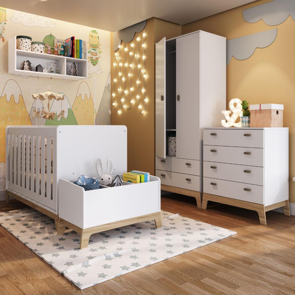 Quarto De Bebê Favo De Mel Americano Completo I - Branco