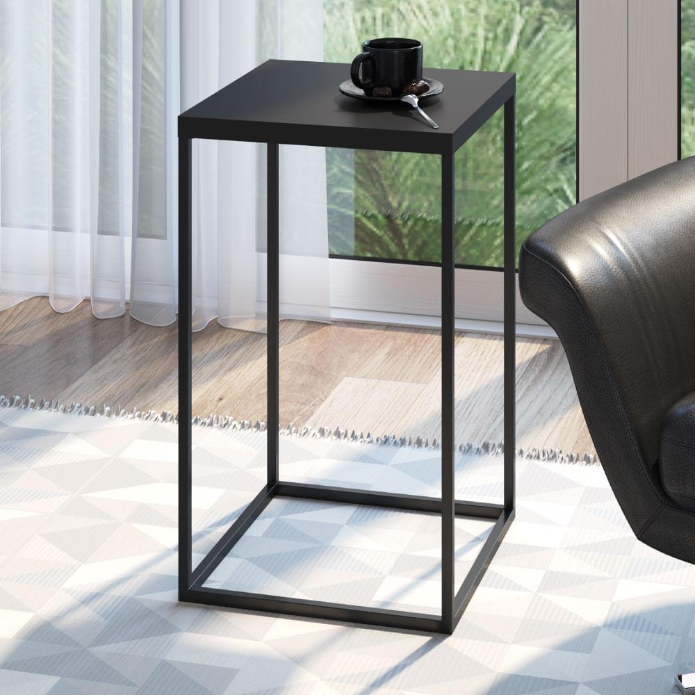 Mesa Lateral Industrial Cube G - Preto