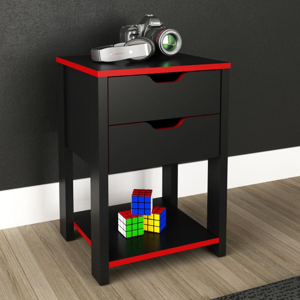 Gaveteiro Gamer Com 2 Gavetas - Preto/vermelho
