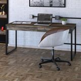 Mesa De Escritório Industrial Kuadra 2 Gavetas 150 Cm - Carvalho Dark/preto