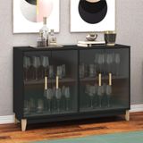 Buffet Legno Com 4 Portas De Vidro - Preto