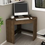 Mesa De Escritório Em L Com 1 Gaveta - Nogal