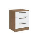 Mesa De Cabeceira Modulada Requinte Com 3 Gavetas - Macadâmia/branco Line