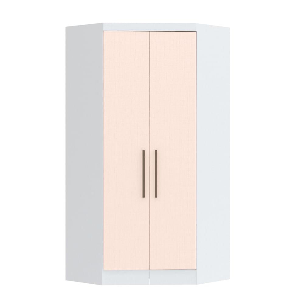 Guarda Roupa Modulado Infinity De Canto Com 2 Portas - Branco Line/rosa