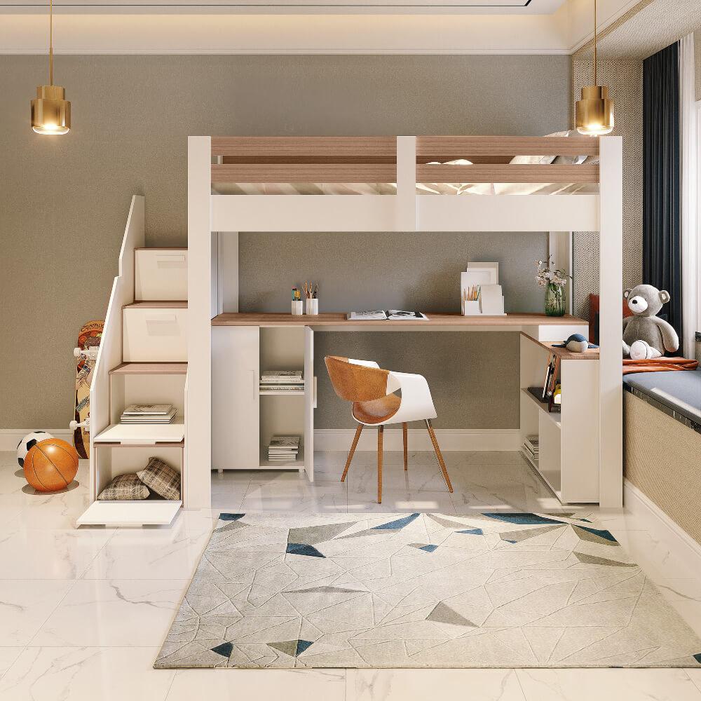 Cama Alta Juvenil Star Plus Office  Multifuncional Branco/montana - Casatema