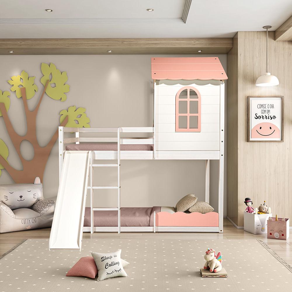 Beliche Montessoriano Club House Sweet Com Escorregador Branco/rosa - Casatema