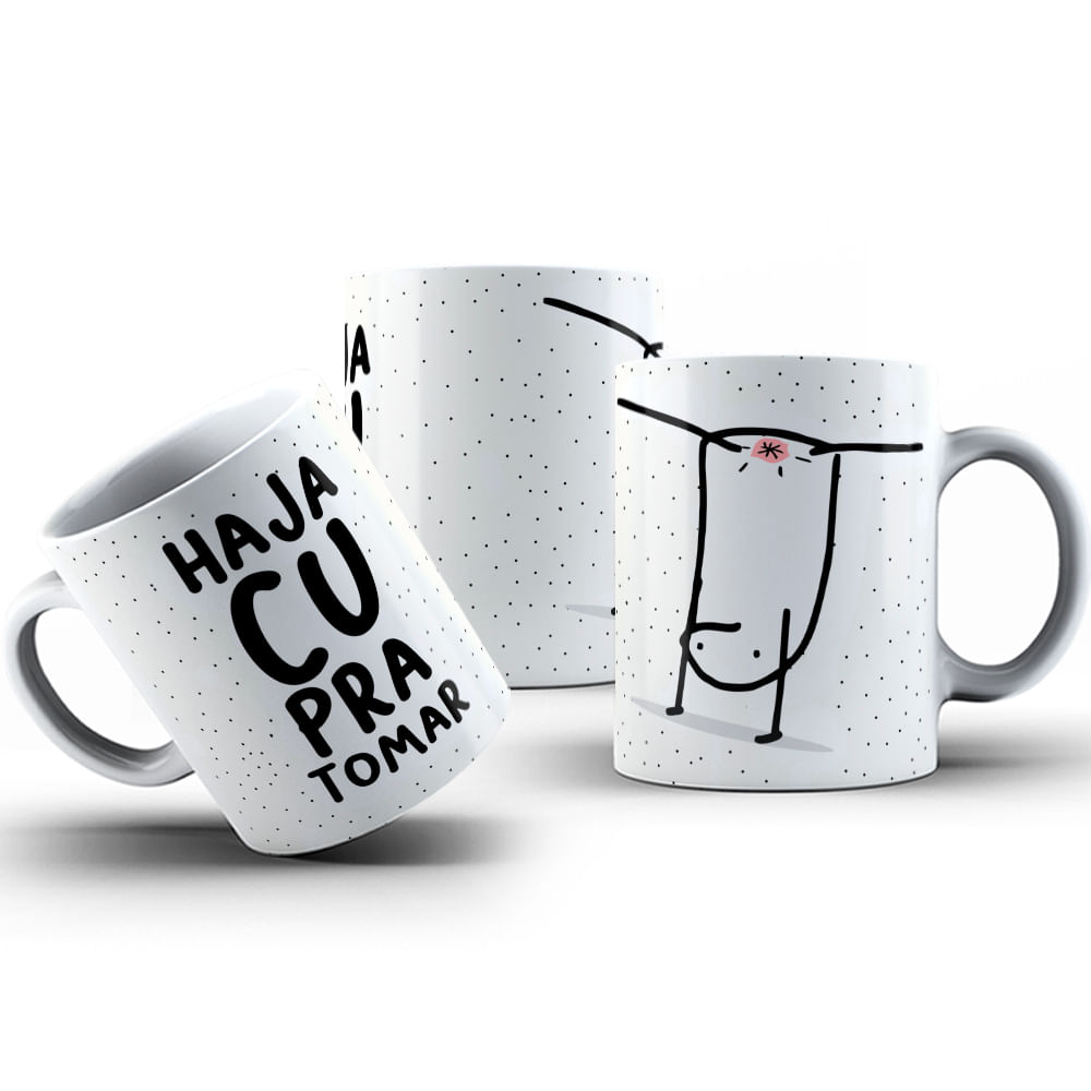 Caneca De Porcelana Flork Hajá Cu Pra Tomar 325ml