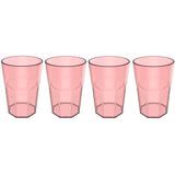 Jogo De Copos Conjunto 4 Unidades Copo Para Suco 400ml Acrílico Rosa Quartzo