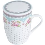 Caneca em Porcelana com Tampa e Filtro Branca Amelia 2179 Lyor