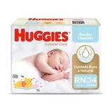 Fralda Descartável Huggies Natural Care Recém Nascido 34 Unidades