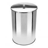Lixeira Office Redonda Com Tampa Em Aço Inox 5 Litros