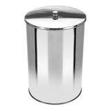 Lixeira Office Redonda Com Tampa Em Aço Inox 5 Litros