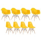 Kit 4 Cadeiras Eames Daw Com Braços + 4 Cadeiras Eiffel Dsw Amarelo