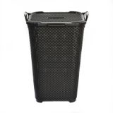 Cesto De Roupa Preto Rattan 50l Com Tampa Basculada E Alça Arqplast