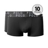 Kit Com 10 Cuecas Boxer Casual Cinza - Polo Match G