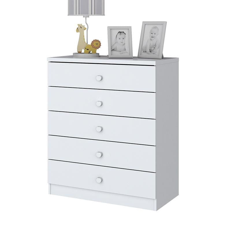 Cômoda Infantil Bala De Menta 5 Gavetas Branco Brilho - Móveis Henn