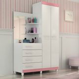 Guarda Roupa 2 Portas 4 Gavetas MDF Flexcolor Melissa ACP Móveis BrancoRosaLilásAzul